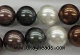 CSB1127 15.5 inches 14mm round mixed color shell pearl beads