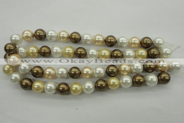 CSB1131 15.5 inches 14mm round mixed color shell pearl beads