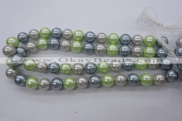 CSB1135 15.5 inches 14mm round mixed color shell pearl beads