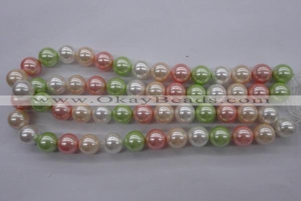 CSB1136 15.5 inches 14mm round mixed color shell pearl beads