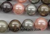 CSB1140 15.5 inches 14mm round mixed color shell pearl beads