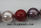 CSB1154 15.5 inches 16mm round mixed color shell pearl beads