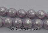 CSB1181 15.5 inches 8mm faceted round shell pearl beads