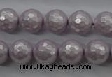 CSB1182 15.5 inches 10mm faceted round shell pearl beads