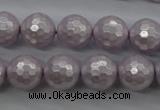 CSB1183 15.5 inches 12mm faceted round shell pearl beads