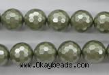 CSB1188 15.5 inches 12mm faceted round shell pearl beads