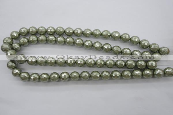 CSB1188 15.5 inches 12mm faceted round shell pearl beads