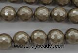 CSB1192 15.5 inches 12mm faceted round shell pearl beads