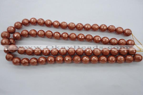 CSB1196 15.5 inches 12mm faceted round shell pearl beads