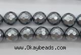 CSB1201 15.5 inches 10mm faceted round shell pearl beads