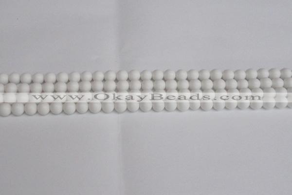 CSB1350 15.5 inches 4mm matte round shell pearl beads wholesale