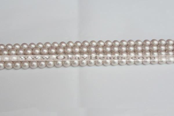 CSB1355 15.5 inches 4mm matte round shell pearl beads wholesale