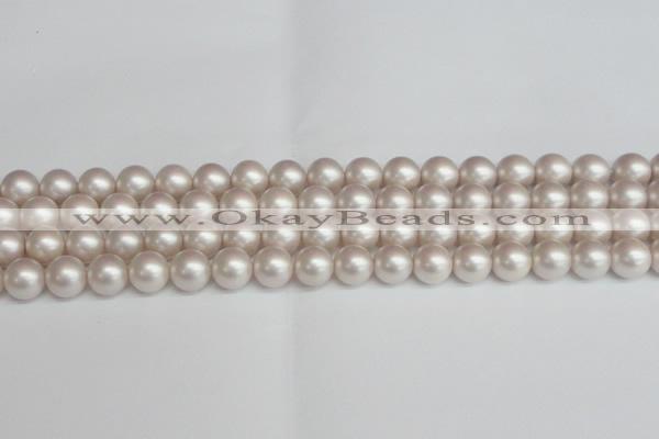 CSB1358 15.5 inches 10mm matte round shell pearl beads wholesale