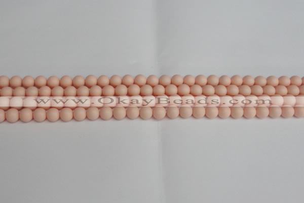 CSB1365 15.5 inches 4mm matte round shell pearl beads wholesale