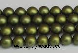 CSB1395 15.5 inches 4mm matte round shell pearl beads wholesale