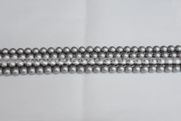 CSB1440 15.5 inches 4mm matte round shell pearl beads wholesale