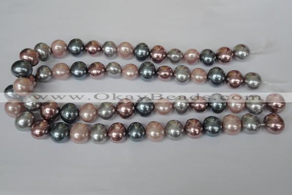 CSB159 15.5 inches 12*15mm – 13*16mm oval mixed color shell pearl beads