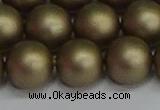 CSB1675 15.5 inches 14mm round matte shell pearl beads wholesale