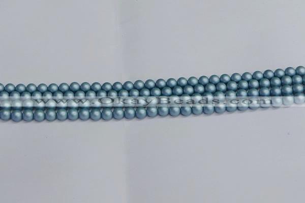 CSB1710 15.5 inches 4mm round matte shell pearl beads wholesale