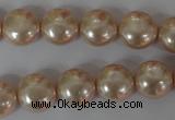 CSB180 15.5 inches 12mm flat round shell pearl beads wholesale