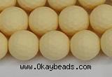 CSB1803 15.5 inches 10mm faceetd round matte shell pearl beads