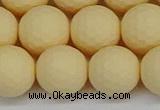 CSB1805 15.5 inches 14mm faceetd round matte shell pearl beads