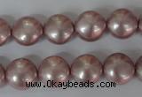 CSB181 15.5 inches 12mm flat round shell pearl beads wholesale