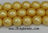 CSB1811 15.5 inches 6mm faceetd round matte shell pearl beads