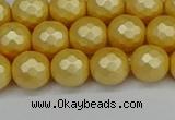 CSB1812 15.5 inches 8mm faceetd round matte shell pearl beads