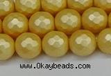 CSB1813 15.5 inches 10mm faceetd round matte shell pearl beads