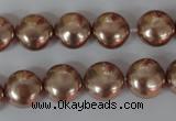 CSB182 15.5 inches 12mm flat round shell pearl beads wholesale