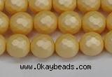 CSB1822 15.5 inches 8mm faceetd round matte shell pearl beads