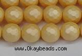 CSB1823 15.5 inches 10mm faceetd round matte shell pearl beads