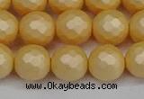 CSB1824 15.5 inches 12mm faceetd round matte shell pearl beads