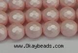 CSB1832 15.5 inches 8mm faceetd round matte shell pearl beads