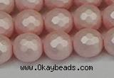 CSB1834 15.5 inches 12mm faceetd round matte shell pearl beads