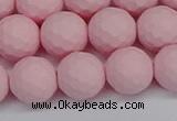 CSB1843 15.5 inches 10mm faceetd round matte shell pearl beads