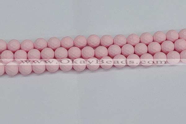 CSB1843 15.5 inches 10mm faceetd round matte shell pearl beads