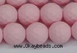 CSB1844 15.5 inches 12mm faceetd round matte shell pearl beads