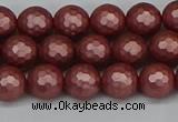 CSB1861 15.5 inches 6mm faceetd round matte shell pearl beads