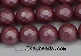 CSB1872 15.5 inches 8mm faceetd round matte shell pearl beads