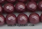 CSB1874 15.5 inches 12mm faceetd round matte shell pearl beads