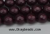 CSB1881 15.5 inches 6mm faceted round matte shell pearl beads