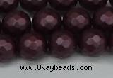 CSB1883 15.5 inches 10mm faceted round matte shell pearl beads