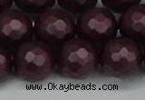 CSB1885 15.5 inches 14mm faceted round matte shell pearl beads