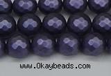 CSB1892 15.5 inches 8mm faceted round matte shell pearl beads