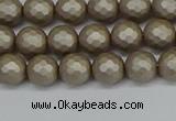 CSB1901 15.5 inches 6mm faceted round matte shell pearl beads