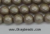 CSB1902 15.5 inches 8mm faceted round matte shell pearl beads