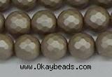 CSB1904 15.5 inches 12mm faceted round matte shell pearl beads