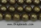 CSB1911 15.5 inches 6mm faceted round matte shell pearl beads